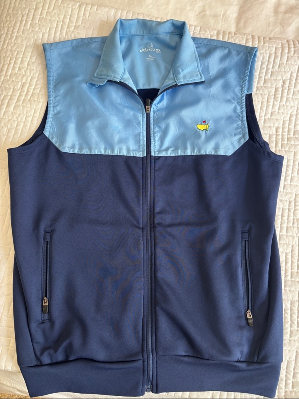 Masters Two-Tone Light Blue and Navy Sleeveless Zip Vest